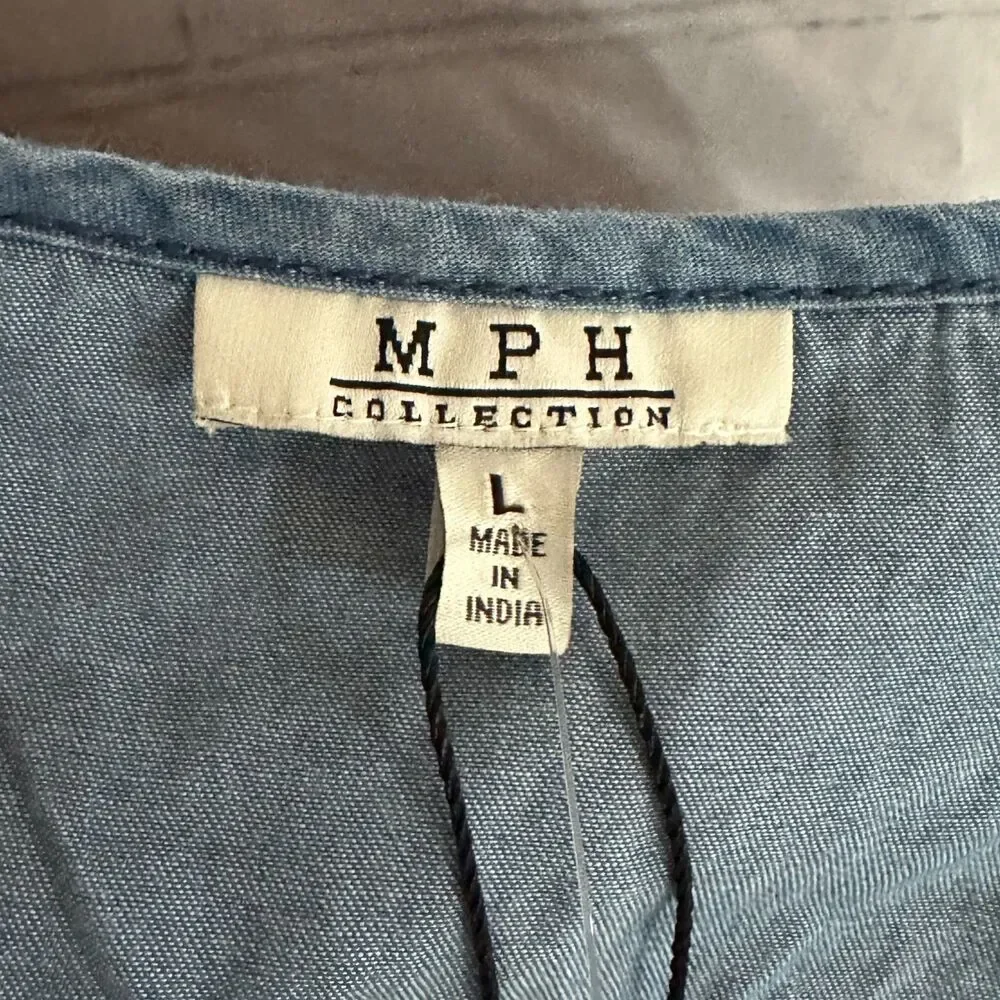 MPH Collection Blue Jean Mini Dress, Large - Picture 5 of 7